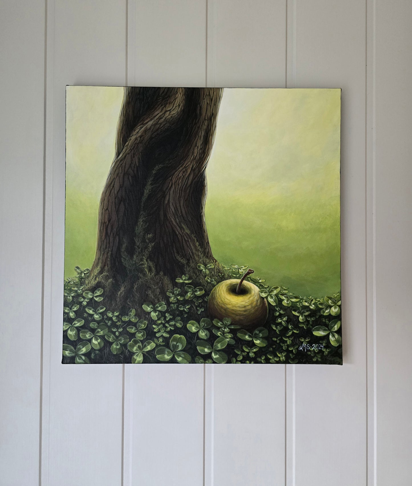 Originalt Akrylmaleri - Eplet Faller Ikke Langt fra Stammen (40x40 cm)