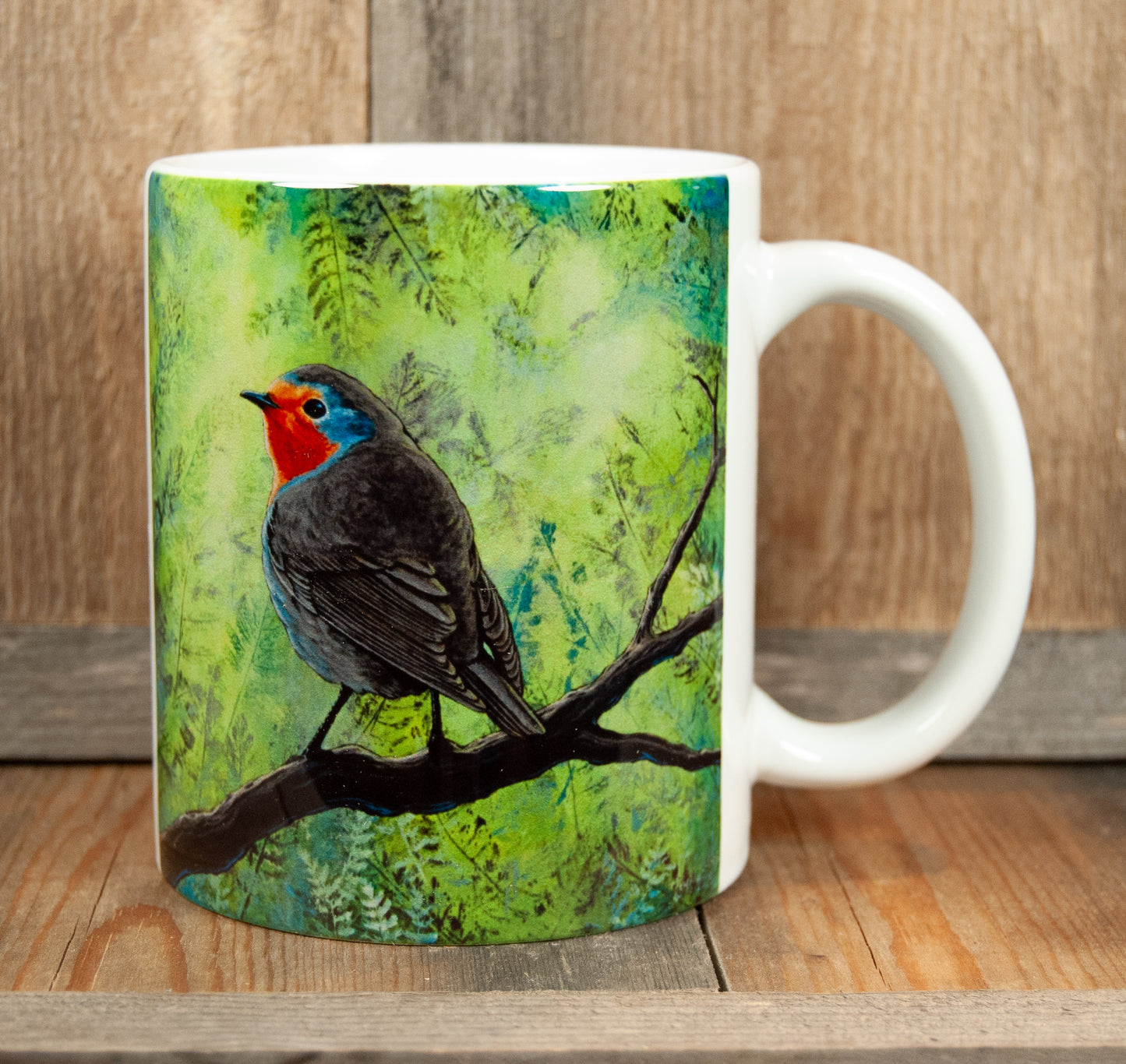 Kunstkopp Rødstrupen - Hvit kopp 325ml