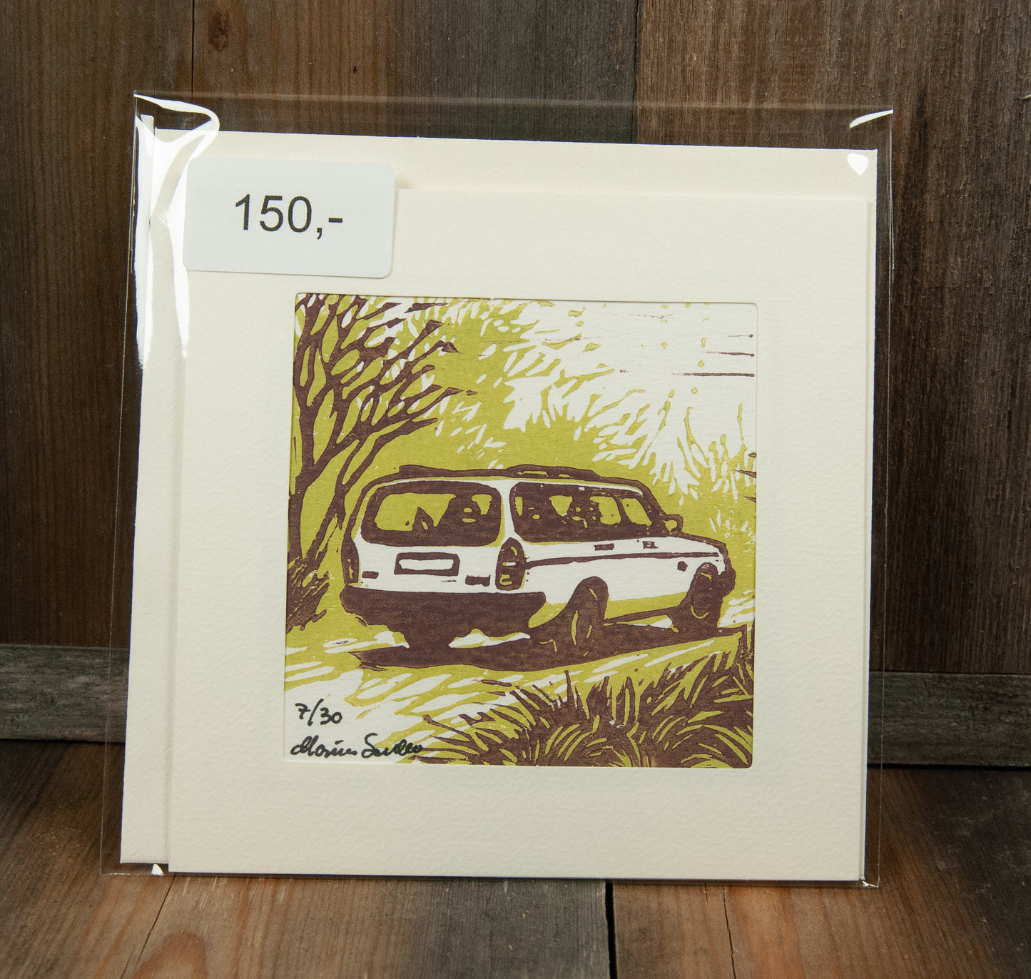 Håndlaget Linotrykk Volvo 240 Stasjonsvogn - Dobbelt kort 7/30