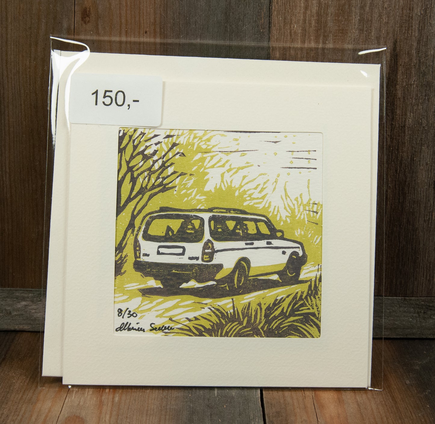 Linotrykk dobbelt kort Volvo 240 stasjonsvogn - unikt trykk 8/ 30