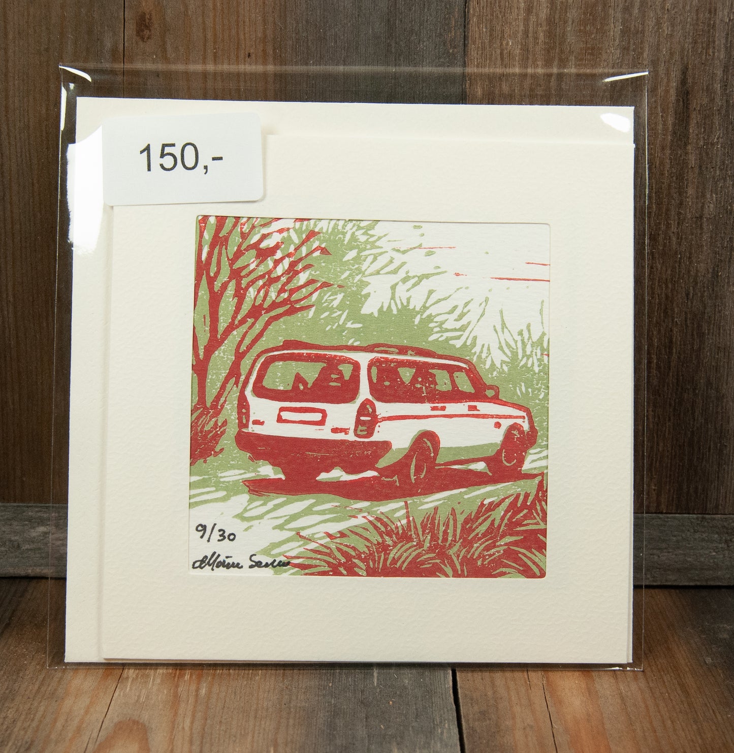 Linotrykk dobbelt kort, Volvo 240 stasjonsvogn, Unikt trykk 9/30