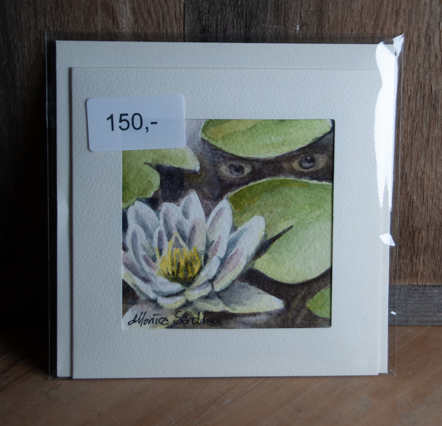Håndmalt Akvarellkort - Mystisk Vannliljedam Unikt kort