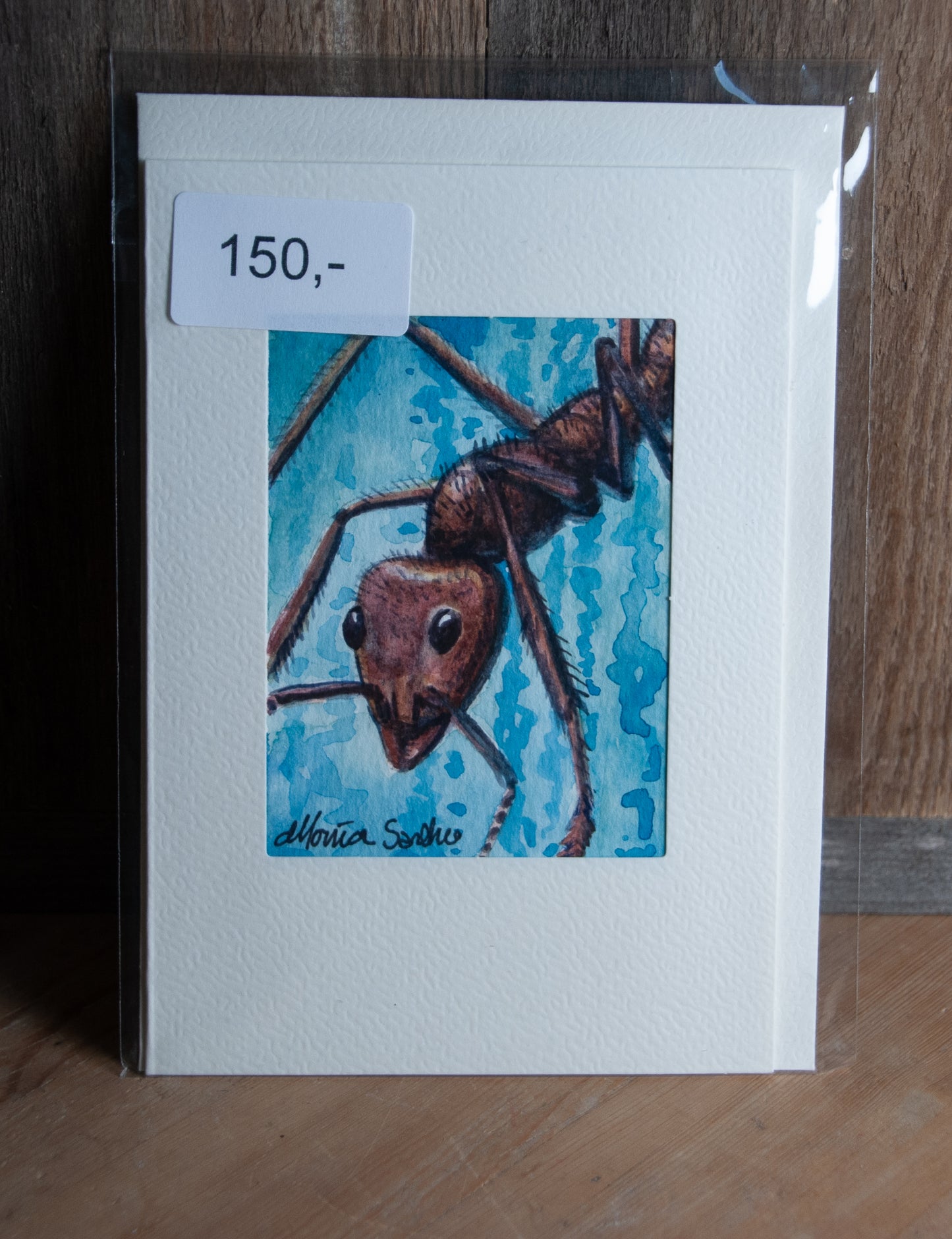 Håndmalt Akvarellkort Maur Portrett - Unikt Kort