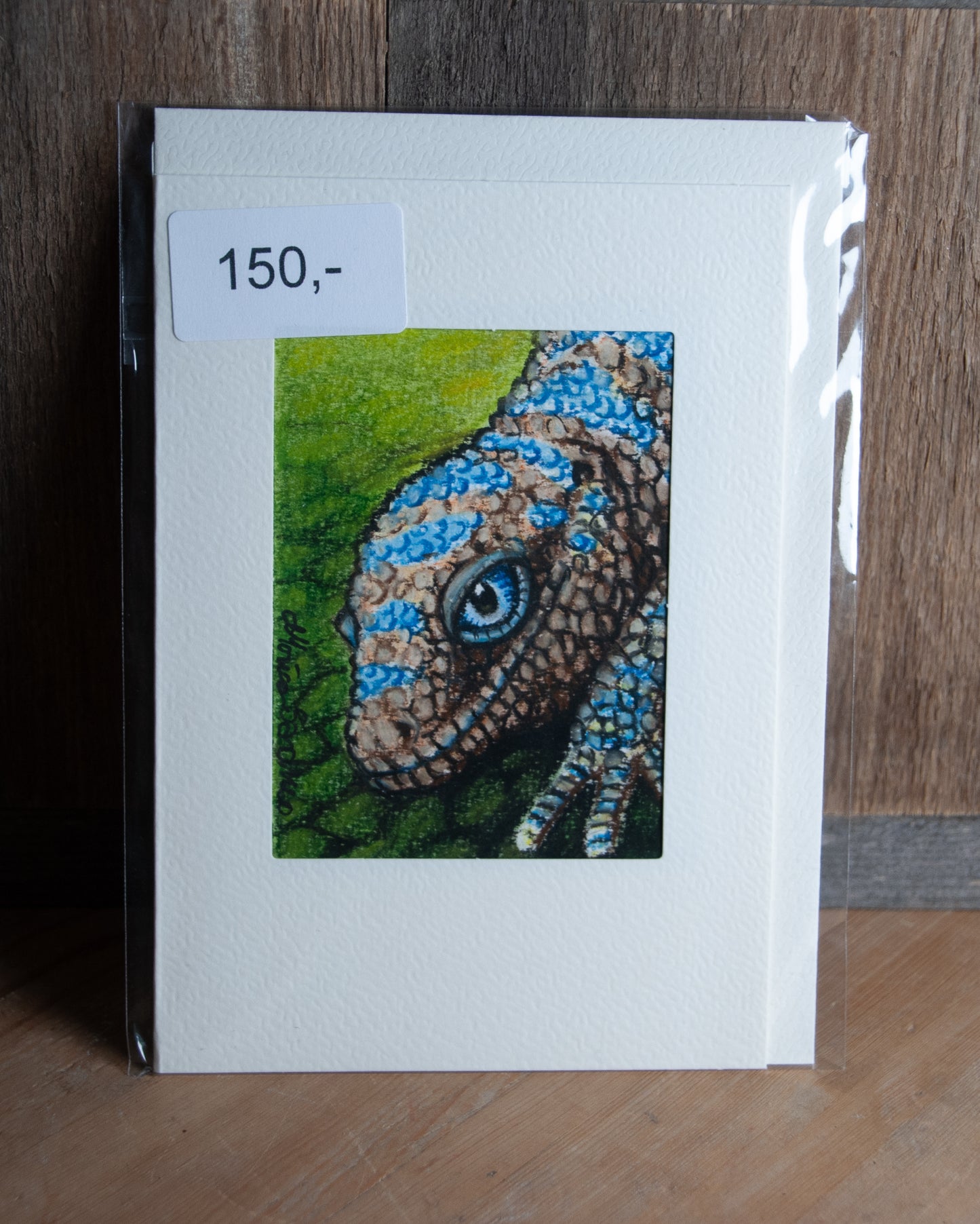 Håndtegnet Kritt-kort Fargerik Øgle - Unikt Kort