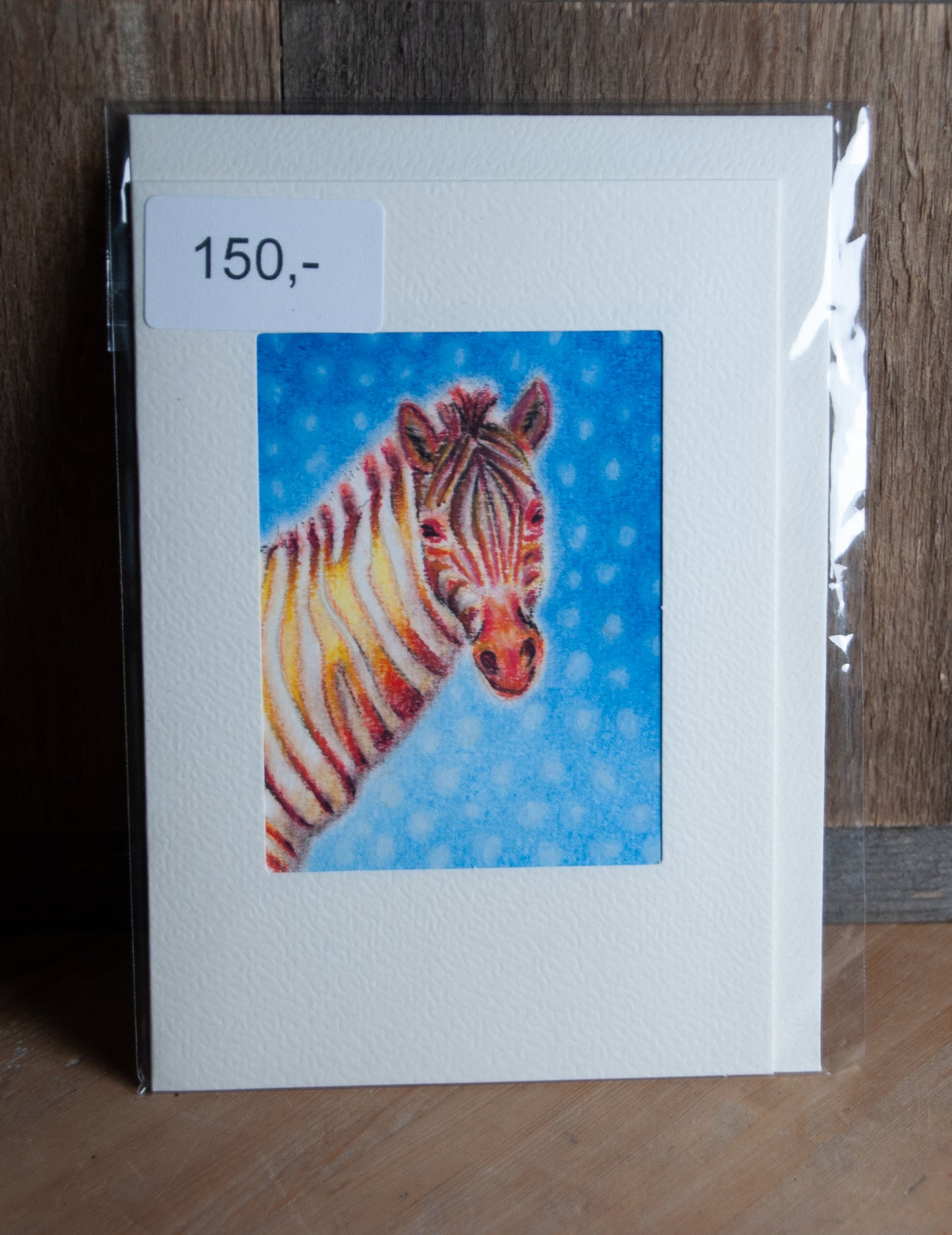 Håndtegnet Kritt-kort Fargerik Zebra - Unikt Kort