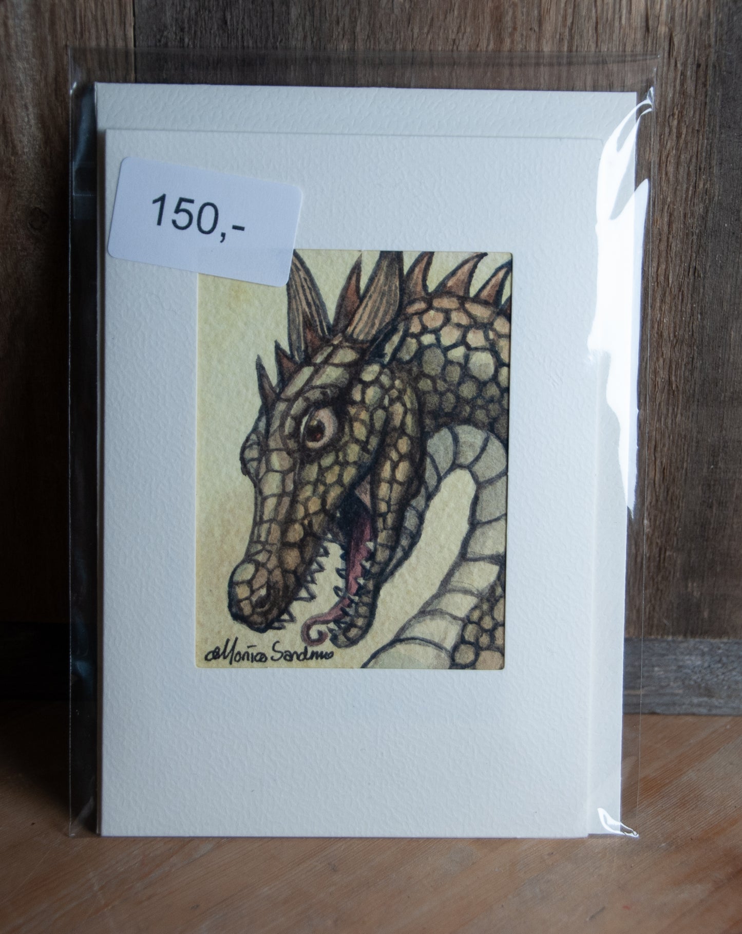 Håndmalt Akvarellkort Drage - Unikt Kort