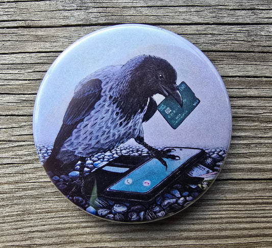 Kjøleskapsmagnet Ugagnskråka Rund - 5,8cm