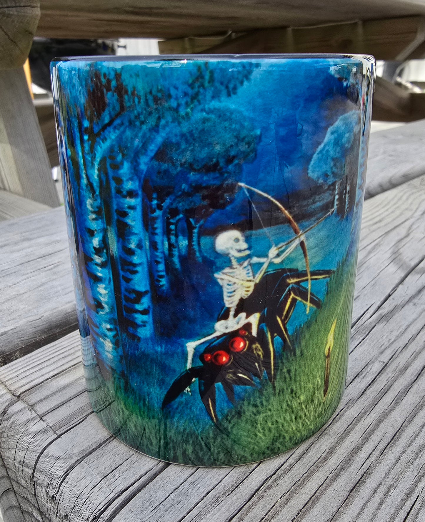 Kunstkopp med Edderkopprytter (325 ml, Mørk Blå)