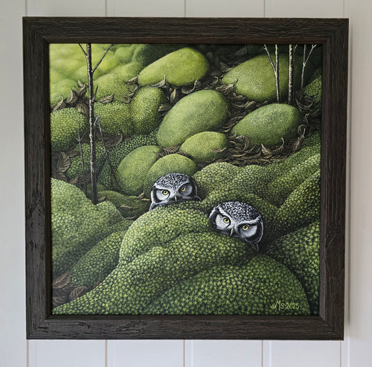 Kjøleskapsmagnet Ulver i Myra (Ugler i mosen) Firkantet - 8x8cm