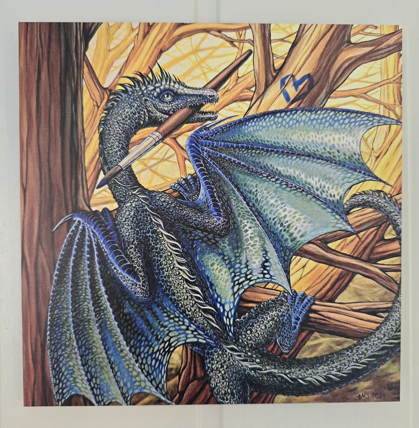 Print på Aluminiumsplate - Alter Ego Drage (20x20 cm)