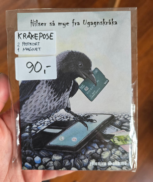 Kråkepose - Ugagnskråka Kort og Magnet