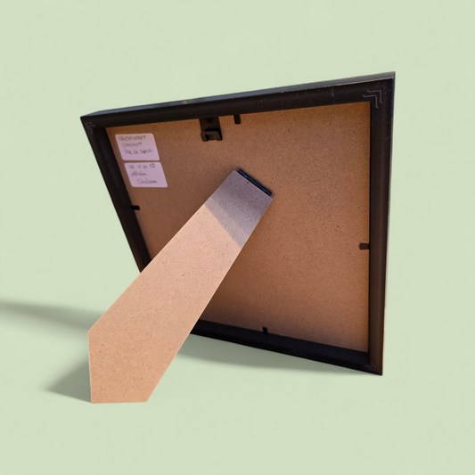 Dette er baksiden av det innrammede linotrykket av far og sønn.