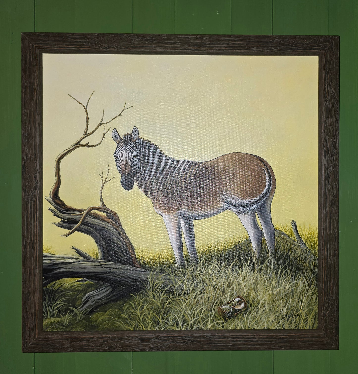 Originalt Akrylmaleri - Folk er Folk, (Quagga) Innrammet 55,5 cmx 55.5 cm