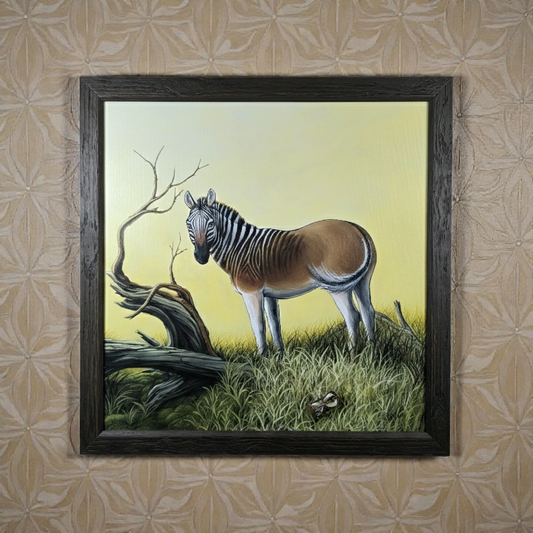 Originalt Akrylmaleri - Folk er Folk, (Quagga) Innrammet 55,5 cmx 55.5 cm