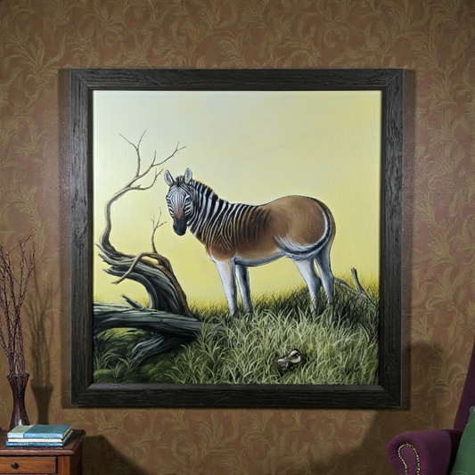 Originalt Akrylmaleri - Folk er Folk, (Quagga) Innrammet 55,5 cmx 55.5 cm