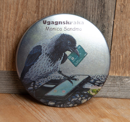 Kjøleskapsmagnet Ugagnskråka Rund - 7,5cm