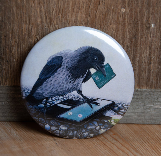 Kjøleskapsmagnet Ugagnskråka Rund - 5,8cm