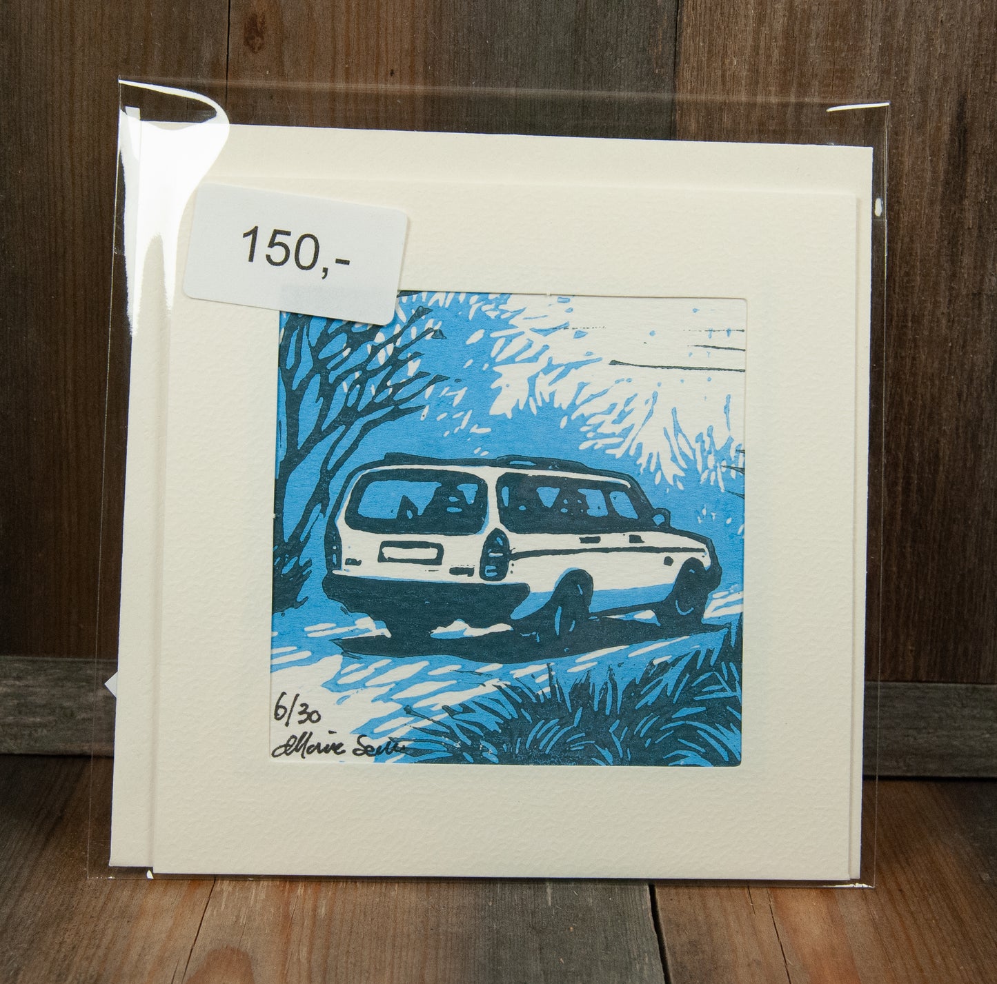 Håndlaget Linotrykk Volvo 240 Stasjonsvogn - Kort 6/30