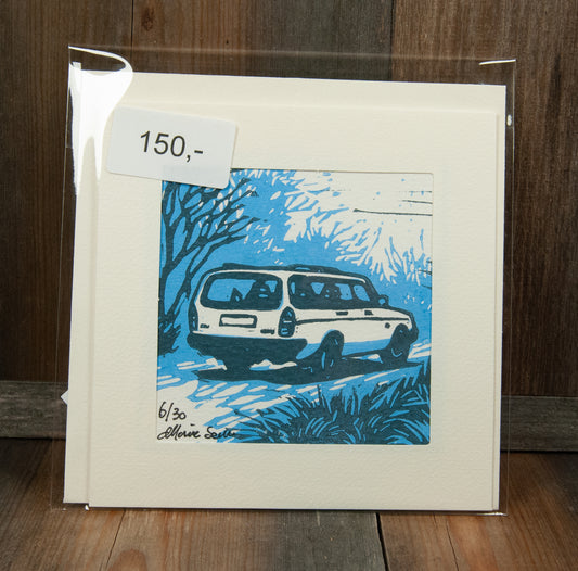Håndlaget Linotrykk Volvo 240 Stasjonsvogn - Kort 6/30