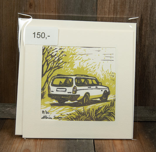 Linotrykk dobbelt kort Volvo 240 stasjonsvogn - unikt trykk 8/ 30