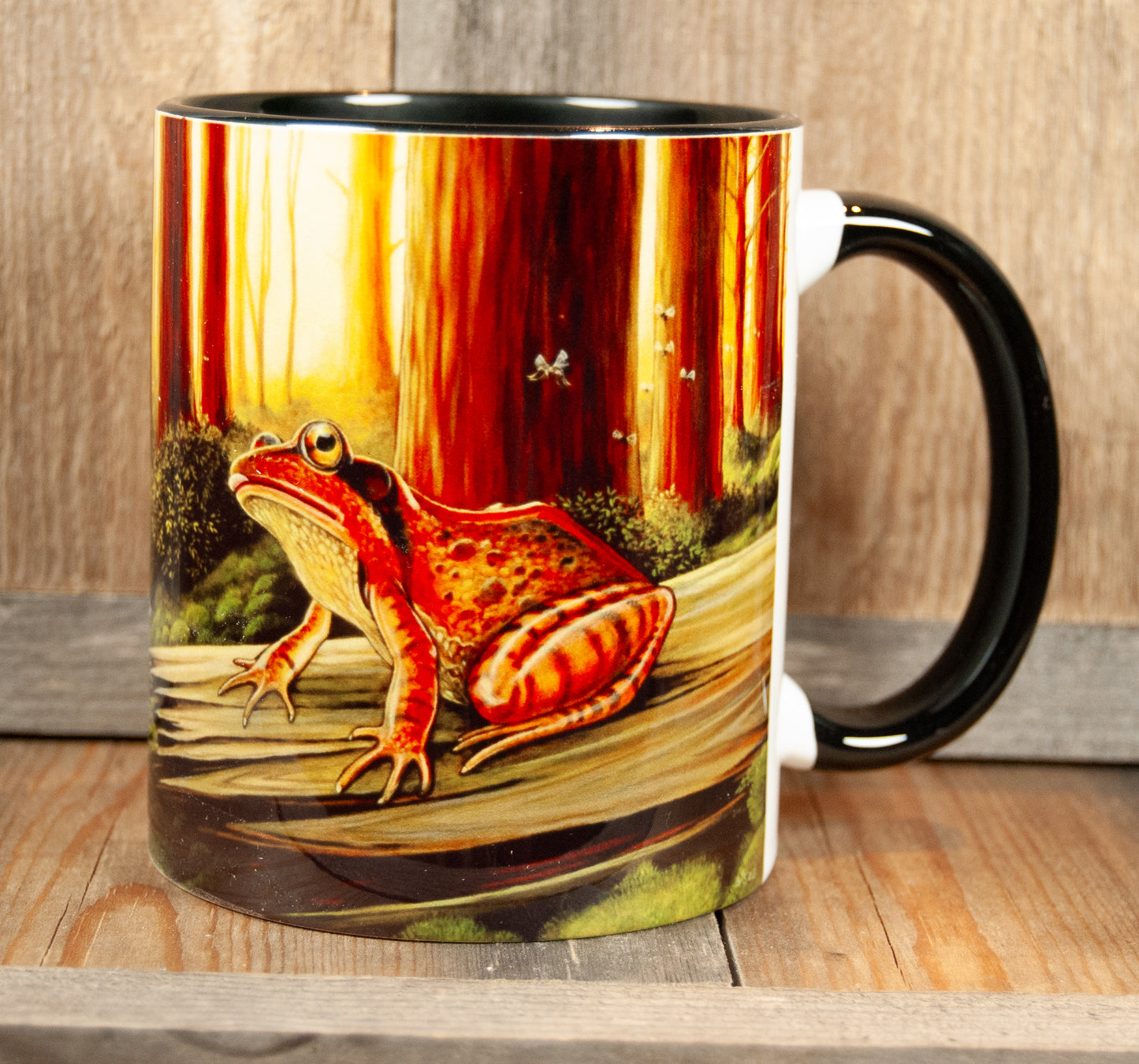 Kunstkopp 'Frosk' - Svart med frosk og skogsmotiv