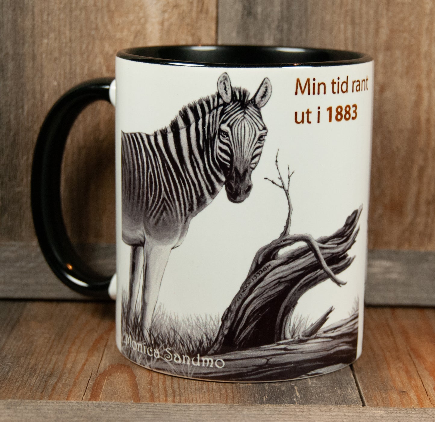 Kunstkopp Quagga Svarthvit - Svart innside og hank 325ml