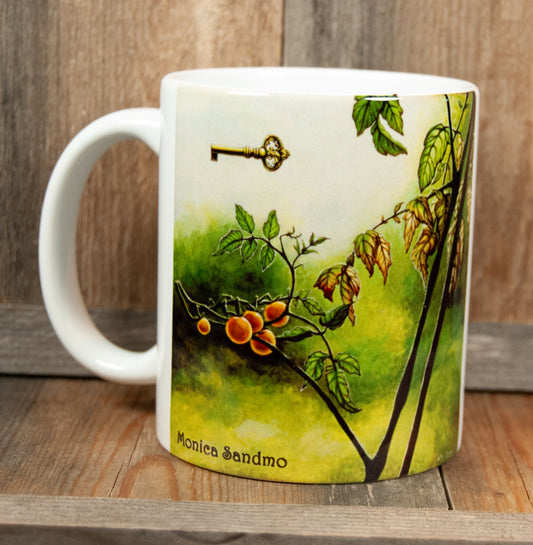 Kunstkopp 'Tanken bak' - Hvit med nøkkelmotiv