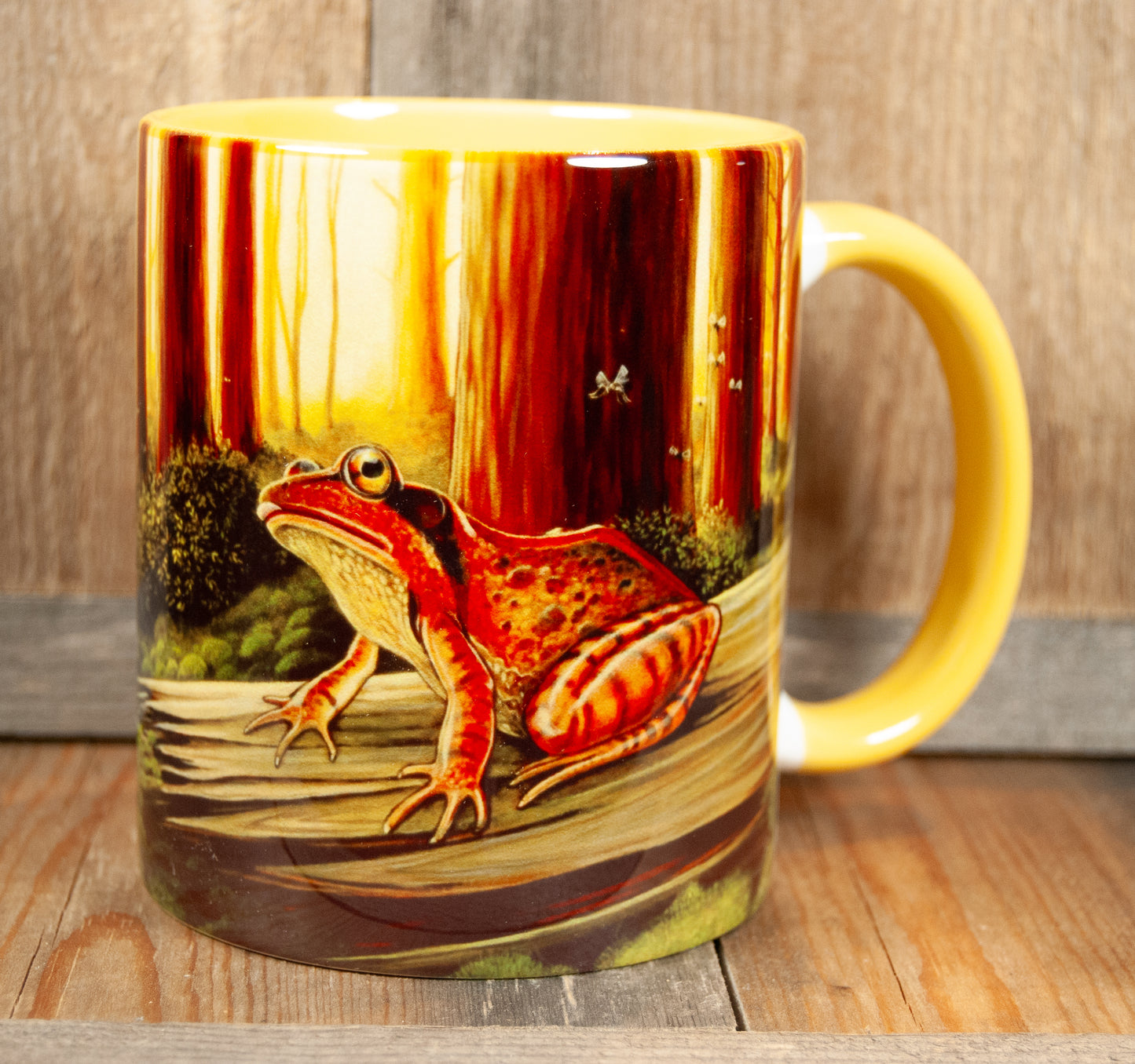 Kunstkopp 'Frosk' - Gul med frosk og skogsmotiv