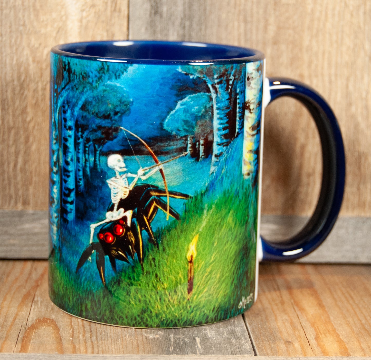 Kunstkopp med Edderkopprytter (325 ml, Mørk Blå)