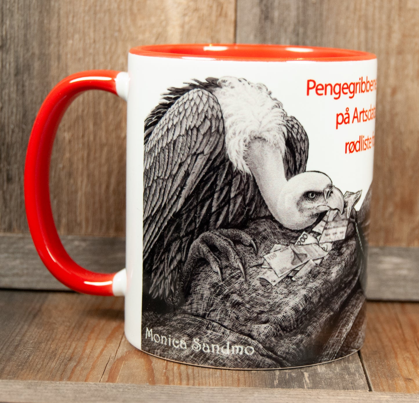 Kunstkopp - Kopp- Pengegribbene Svarthvit (325 ml, Rød)