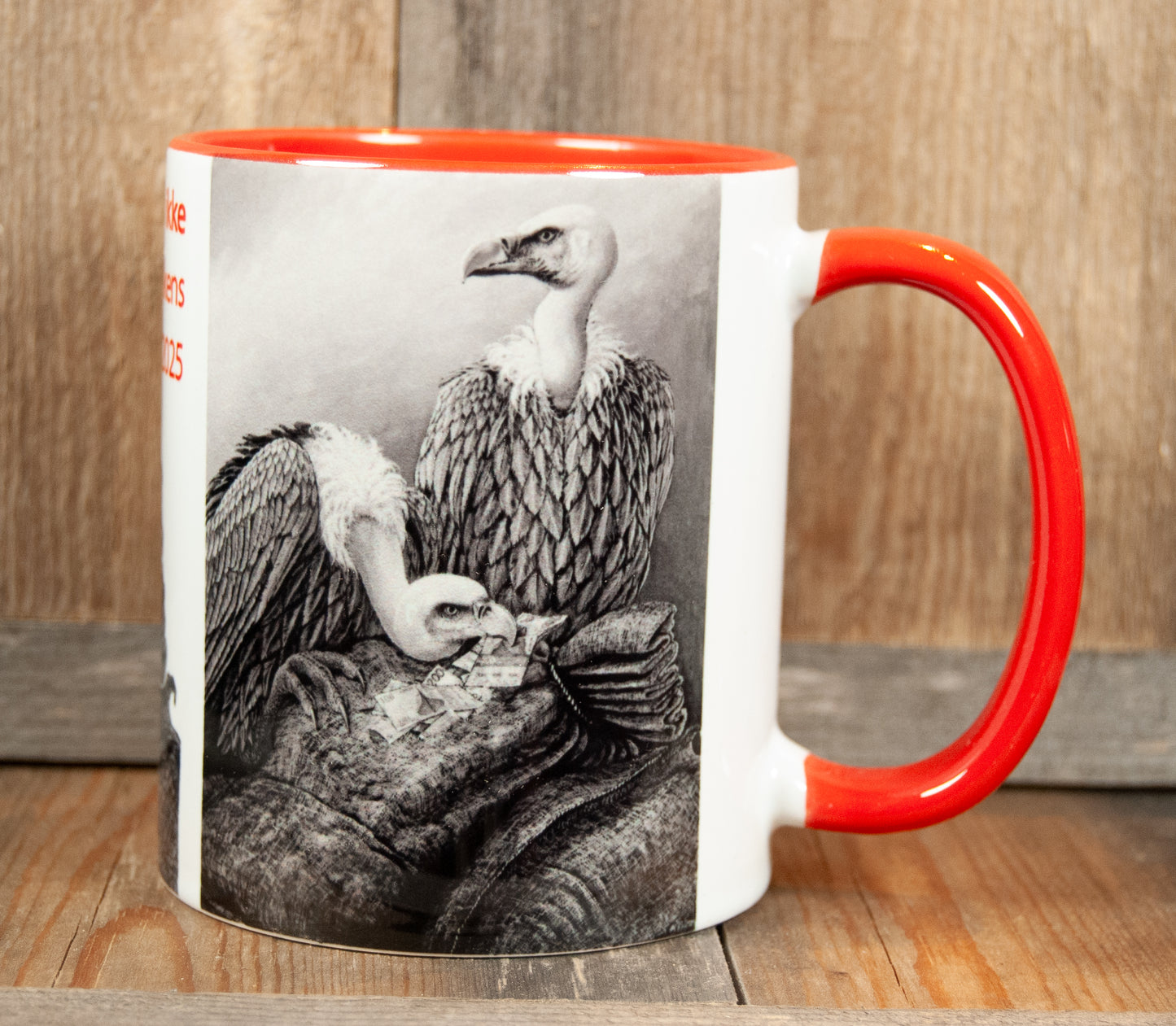 Kunstkopp - Kopp- Pengegribbene Svarthvit (325 ml, Rød)