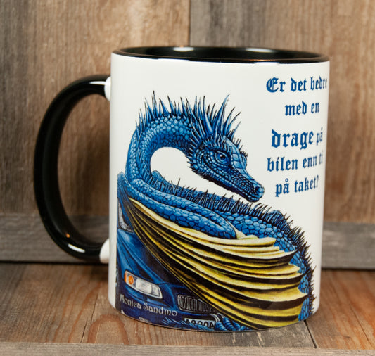 Kunstkopp 'Flat Volvo' - svart med Dragemotiv