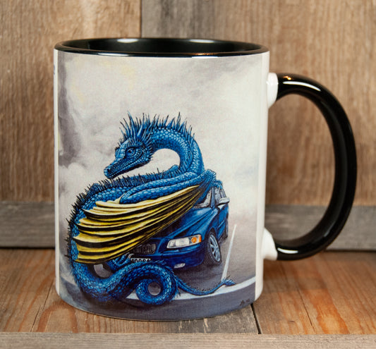 Kunstkopp 'Flat Volvo' - svart med Dragemotiv