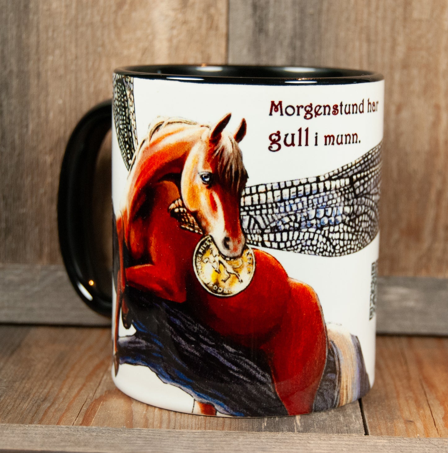 Kunstkopp - Kopp - Morgenstund Har Gull i Munn (325 ml, Svart)