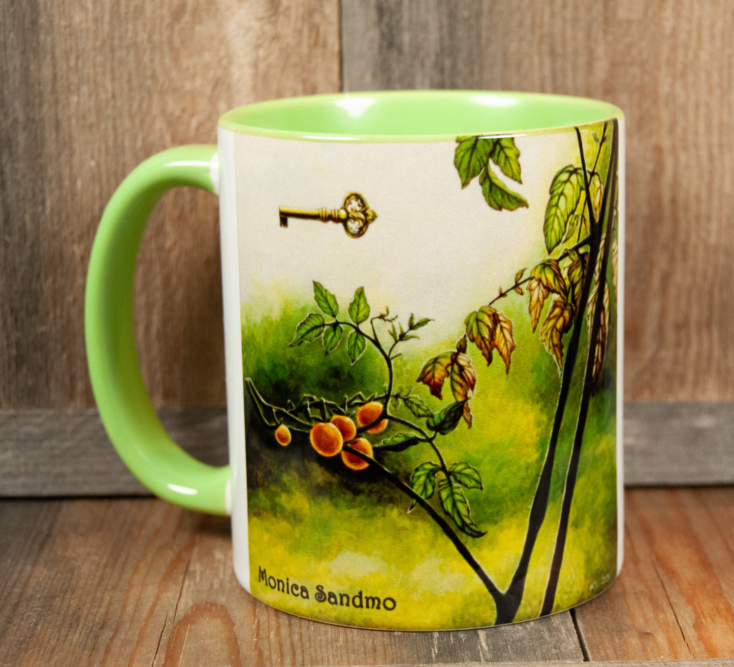 Kunstkopp 'Tanken bak' - Grønn med nøkkelmotiv