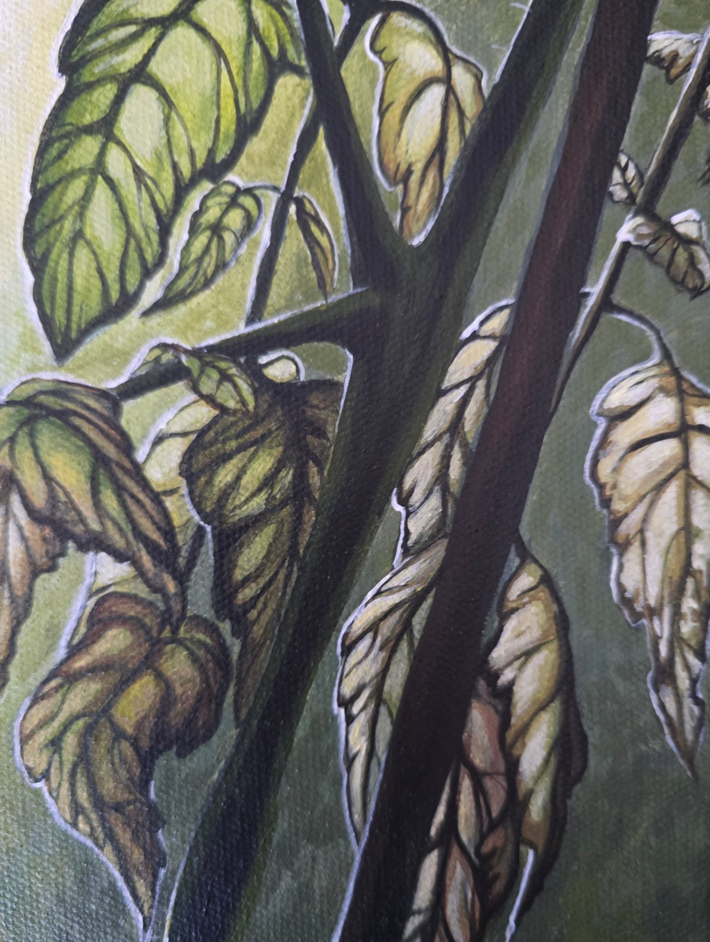 Originalt Akrylmaleri - Tanken bak, Innrammet 45,5 cmx 45.5 cm