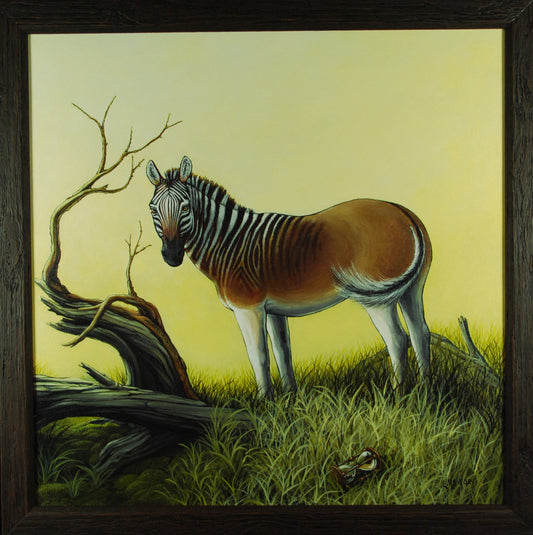 Originalt Akrylmaleri - Folk er Folk, (Quagga) Innrammet 55,5 cmx 55.5 cm