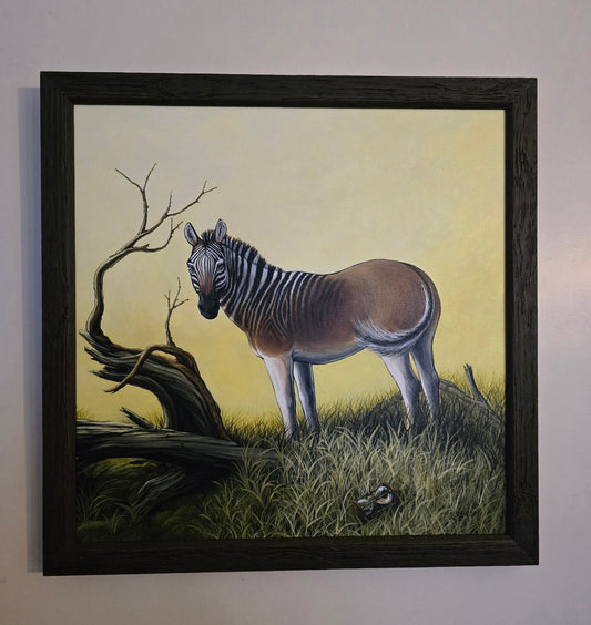Originalt Akrylmaleri - Folk er Folk, (Quagga) Innrammet 55,5 cmx 55.5 cm