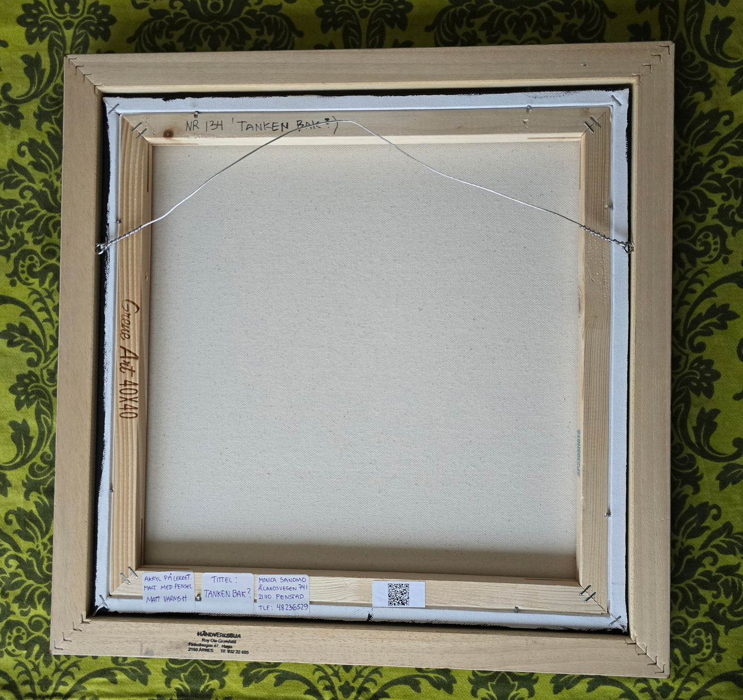 Originalt Akrylmaleri - Tanken bak, Innrammet 45,5 cmx 45.5 cm