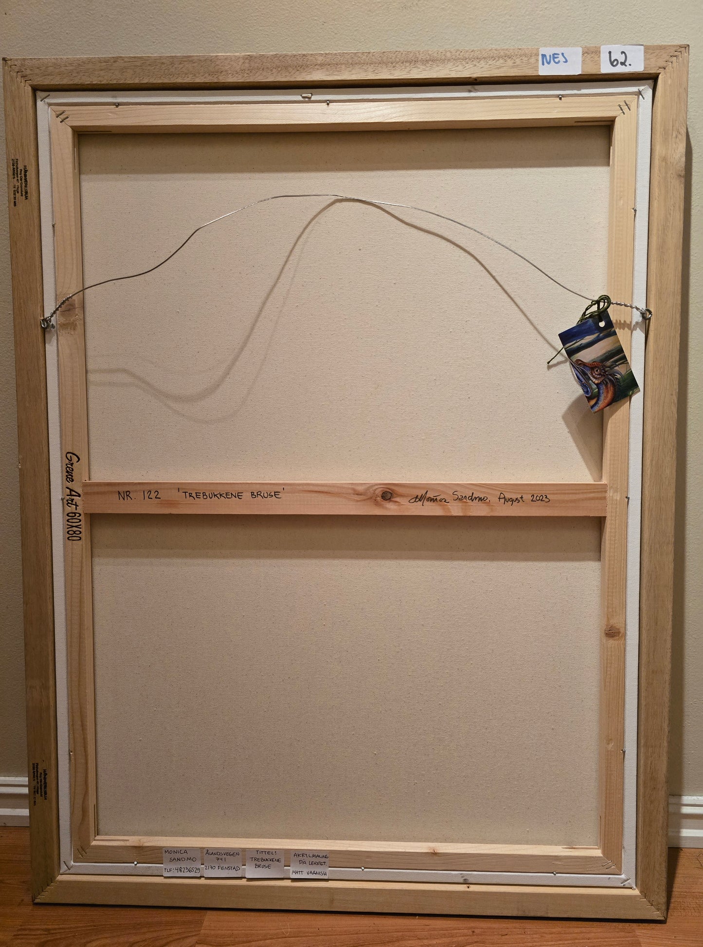 Originalt Akrylmaleri - Trebukkene Bruse. Innrammet 65,5 cmx 85.5 cm