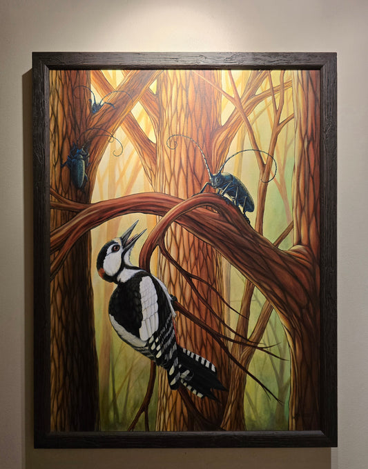 Originalt Akrylmaleri - Trebukkene Bruse. Innrammet 65,5 cmx 85.5 cm