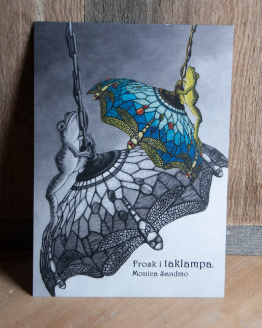 Kunstkort Frosk i Taklampa - Postkort 10,5x15cm