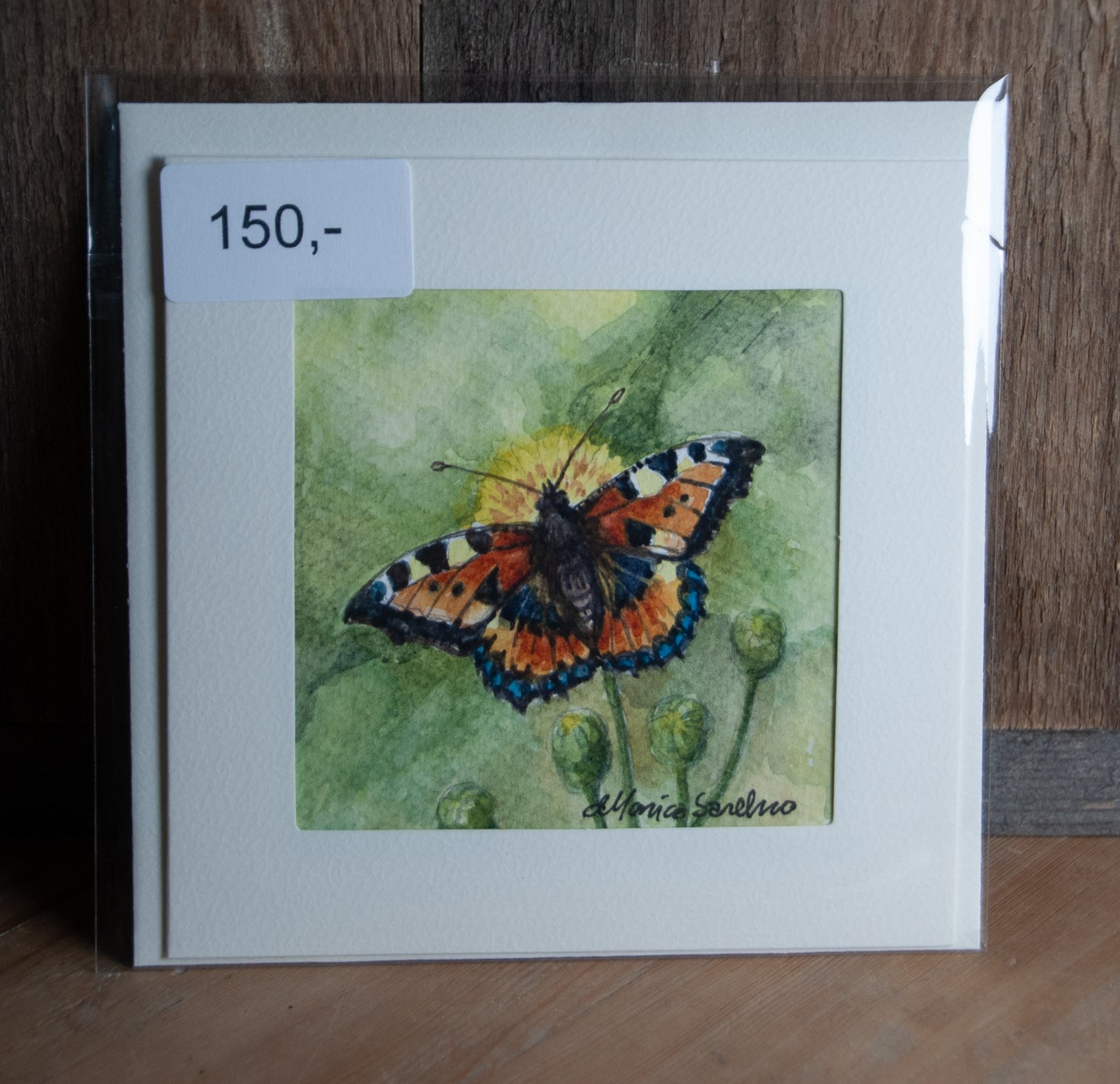 Håndmalt Akvarellkort - Neslesommerfuglen - Unikt kort