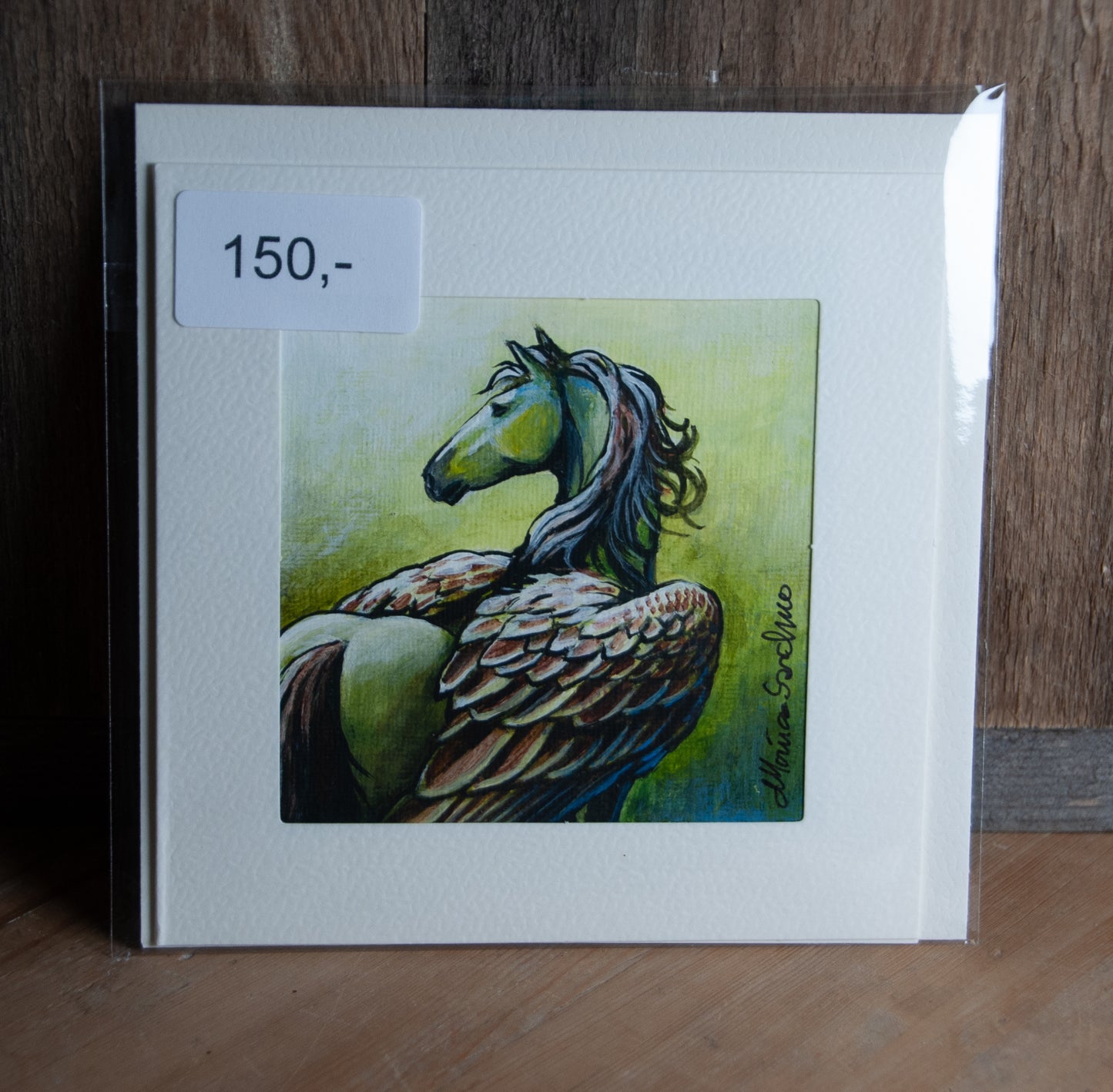 Vingehest - Håndmalt Unikt Akrylkort