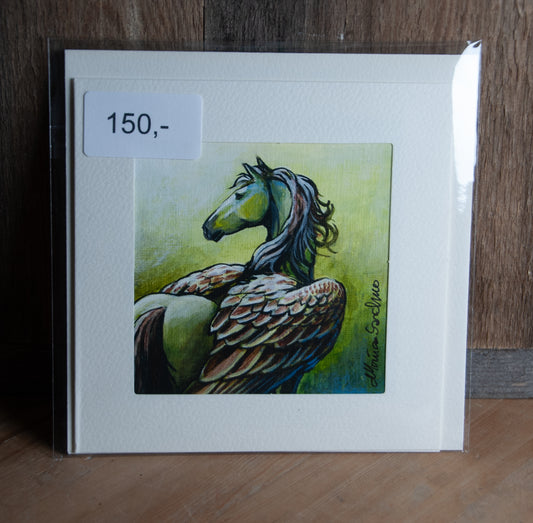 Vingehest - Håndmalt Unikt Akrylkort
