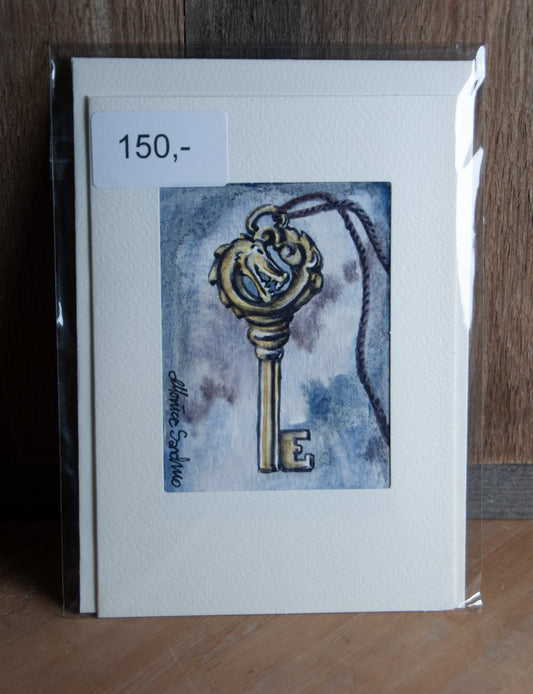 Dragenøkkel - Håndmalt Unikt Akvarellkort