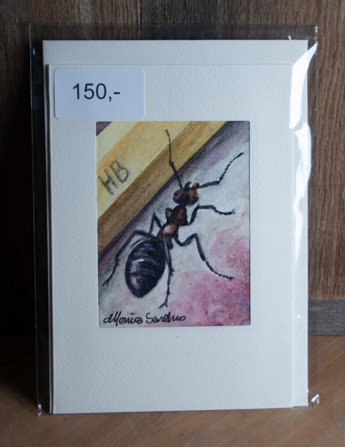 Maur og Blyant - Håndmalt Unikt Akvarellkort