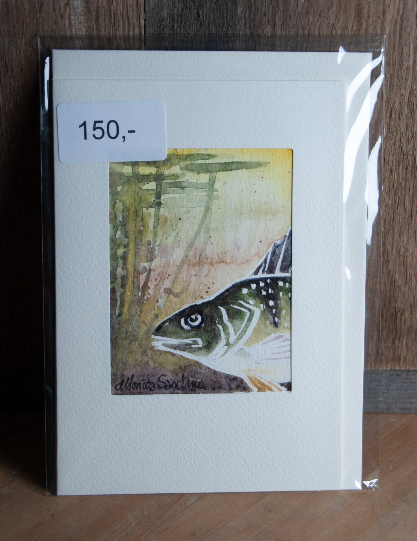 Maskert Abbor - Håndmalt Unikt Akvarellkort