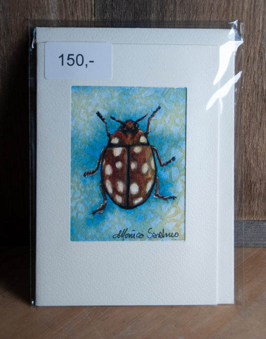 Håndmalt Akvarellkort Marihøne - Unikt Kort