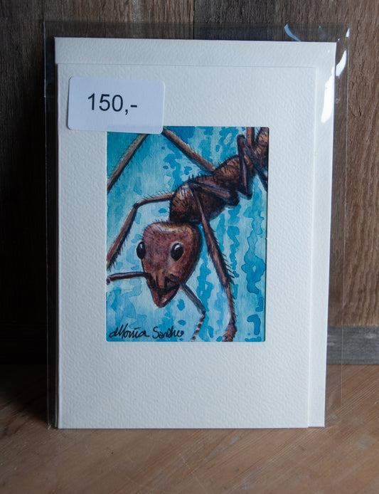 Håndmalt Akvarellkort Maur Portrett - Unikt Kort
